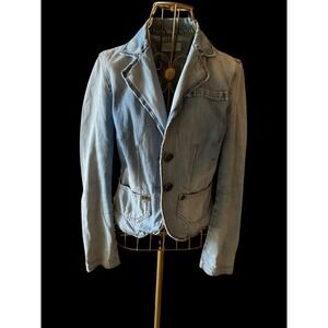 United Colors Of Benetton W Denim Jacket Vintage‎ Y2K Distressed S